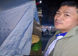 श्रम संस्कृति पार्टीको उमेदवार सडक छेउमा त्रीपाल टागेर यसरी सुते