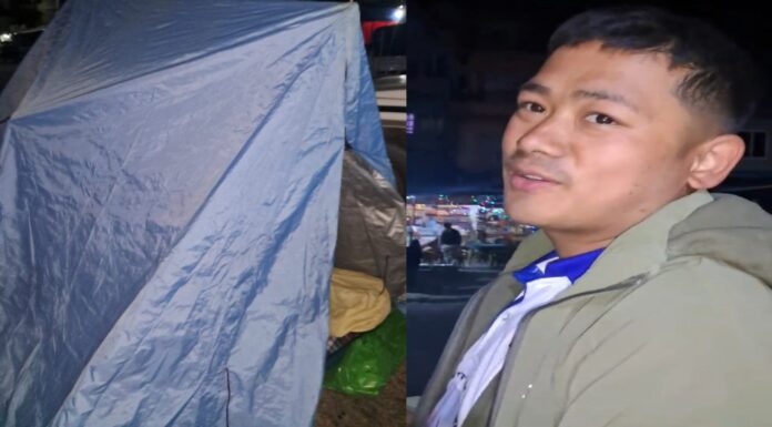 श्रम संस्कृति पार्टीको उमेदवार सडक छेउमा त्रीपाल टागेर यसरी सुते